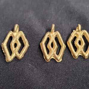 Ashanti brass pendant, 3 Adinkra symbol pendants - Aadampo