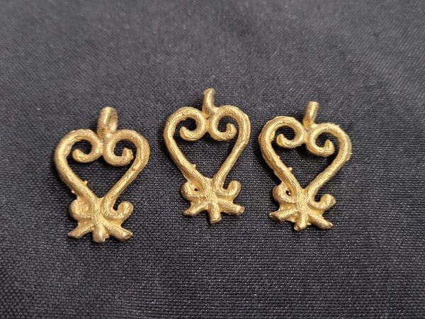 African brass pendant, 3 Sankofa symbol pendants , beautiful brass charms
