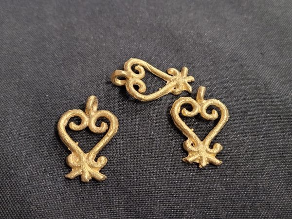 African brass pendant, 3 Sankofa symbol pendants , beautiful brass charms