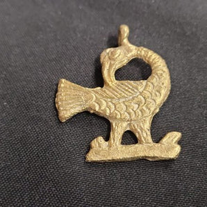 African Brass Pendant, Sankofa Adinkra Pendant - Aadampo