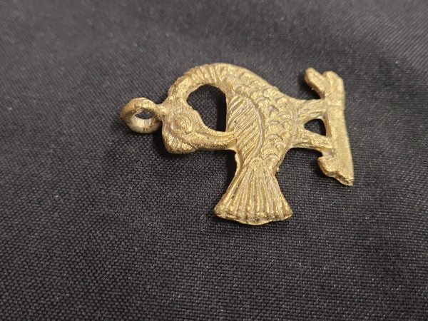 African Brass Pendant, Sankofa Adinkra Pendant