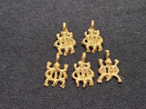 African brass pendant, Adinkra symbol charms, 5 small brass charms