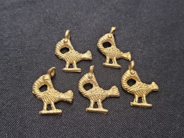 African brass charms, 5 Adinkra symbol pendants, Sankofa charms