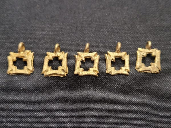 African brass pendant, 5 Adinkra symbol charms - Aadampo