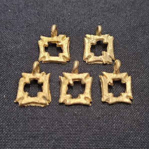 African brass pendant, 5 Adinkra symbol charms - Aadampo