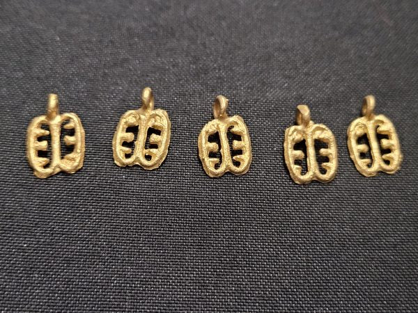 5 African brass charms, Adinkra symbol, friendship