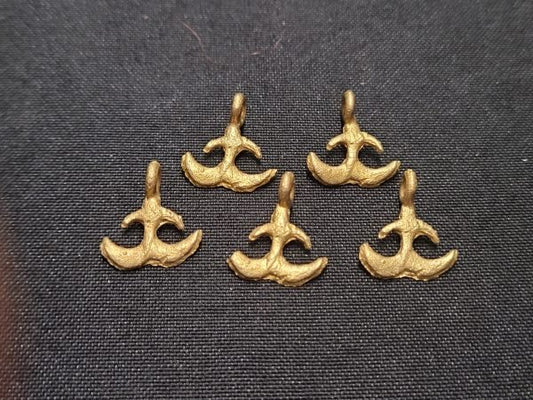 5 African brass charms, Adinkra symbol charms - Aadampo