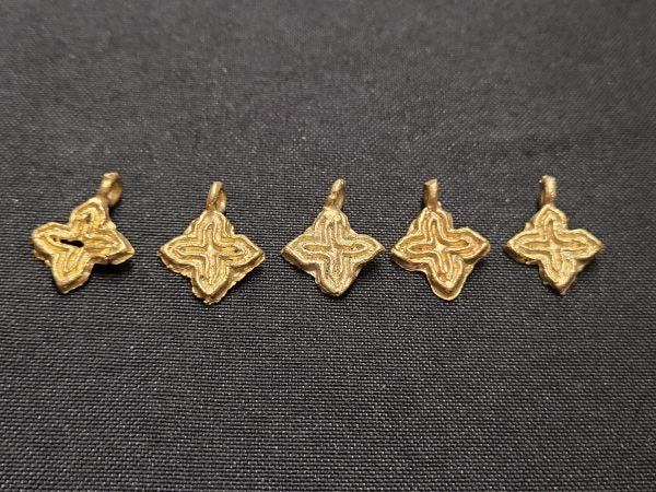 African brass charms, 5 Adinkra Symbol charms, symbol of independence, emancipation, freedom