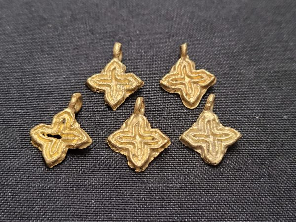 African brass charms, 5 Adinkra Symbol charms, symbol of independence, emancipation, freedom