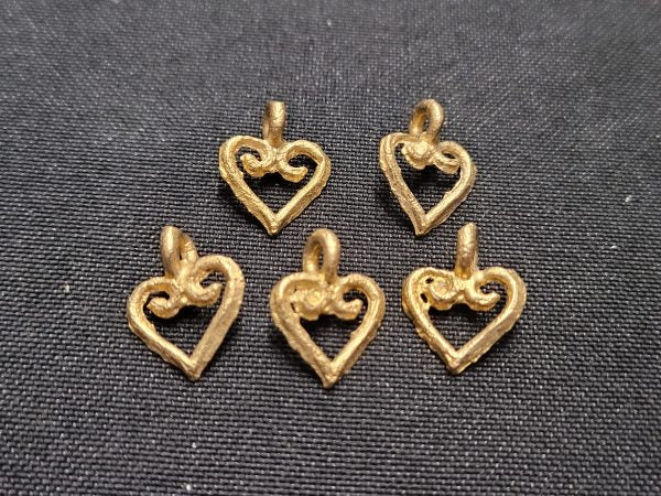 5 African brass charms, Adinkra symbol charms