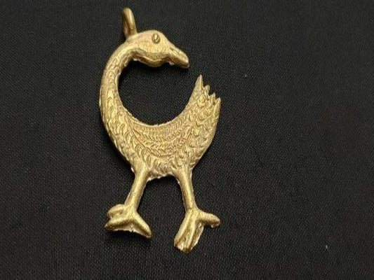 African brass pendant, large handmade symbolic Sankofa pendant, statement jewelry - Aadampo