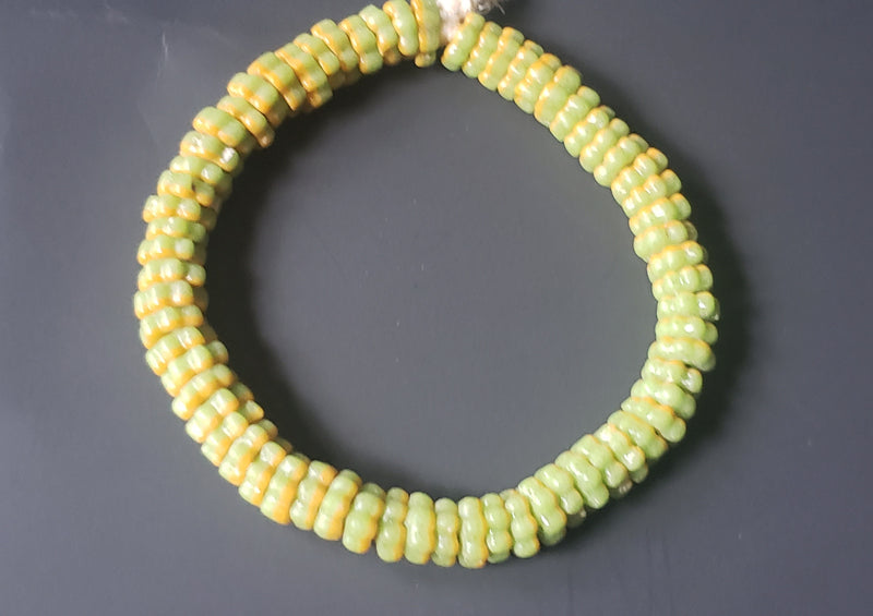 African Glass Beads, Krobo Flower Spacer Beads, AAB# 3302