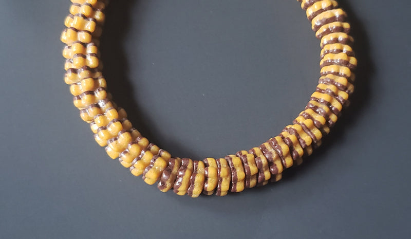 African Glass Beads, Krobo Flower Spacer Beads, AAB# 3301