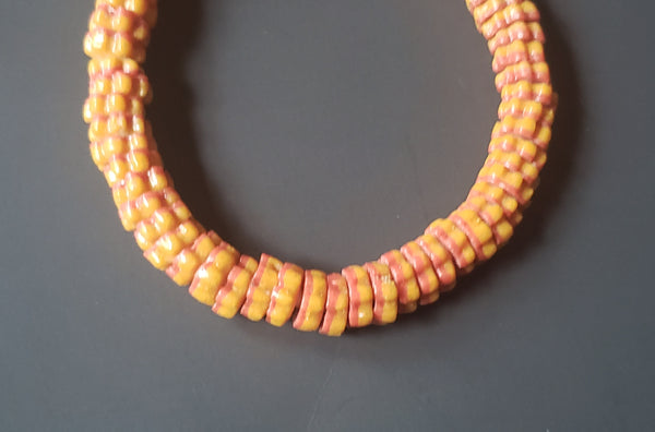 African Glass Beads, Krobo Flower Spacer Beads, AAB# 3305
