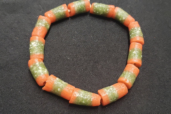 African glass beads, 14 multi-tone Krobo beads, AAB# 1038
