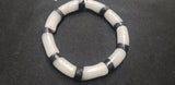 African glass beads, frosty white and black 9 long tube Ghana glass beads, AAB #1493