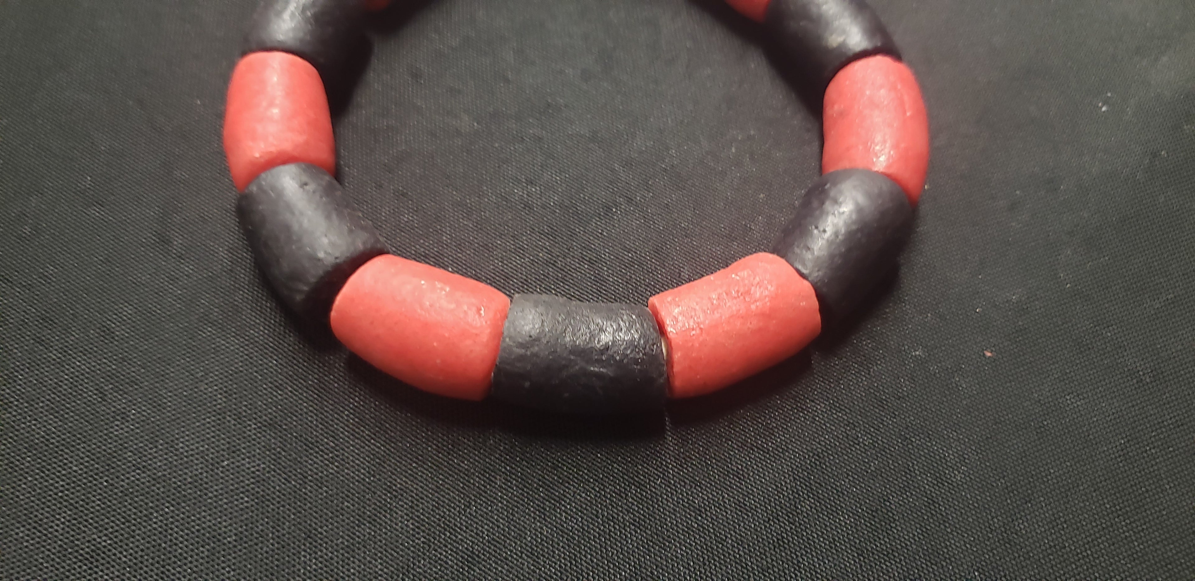 African glass beads, black and red chunky Ghana glass beads for handmade jewelry, beading supplies, AAB# 1453 - Aadampo