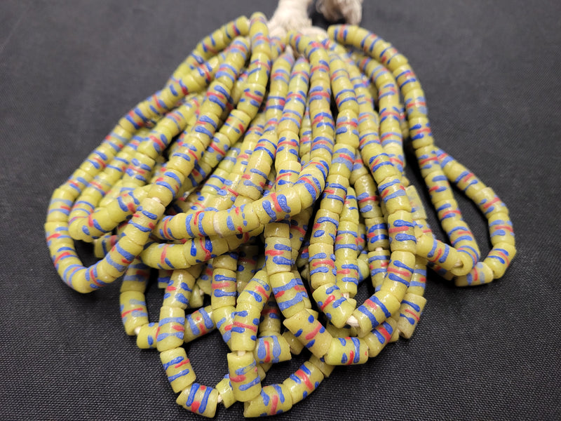 African Beads, 23 small Ghana Painted Glass Beads for jewelry design, AAB# 1016