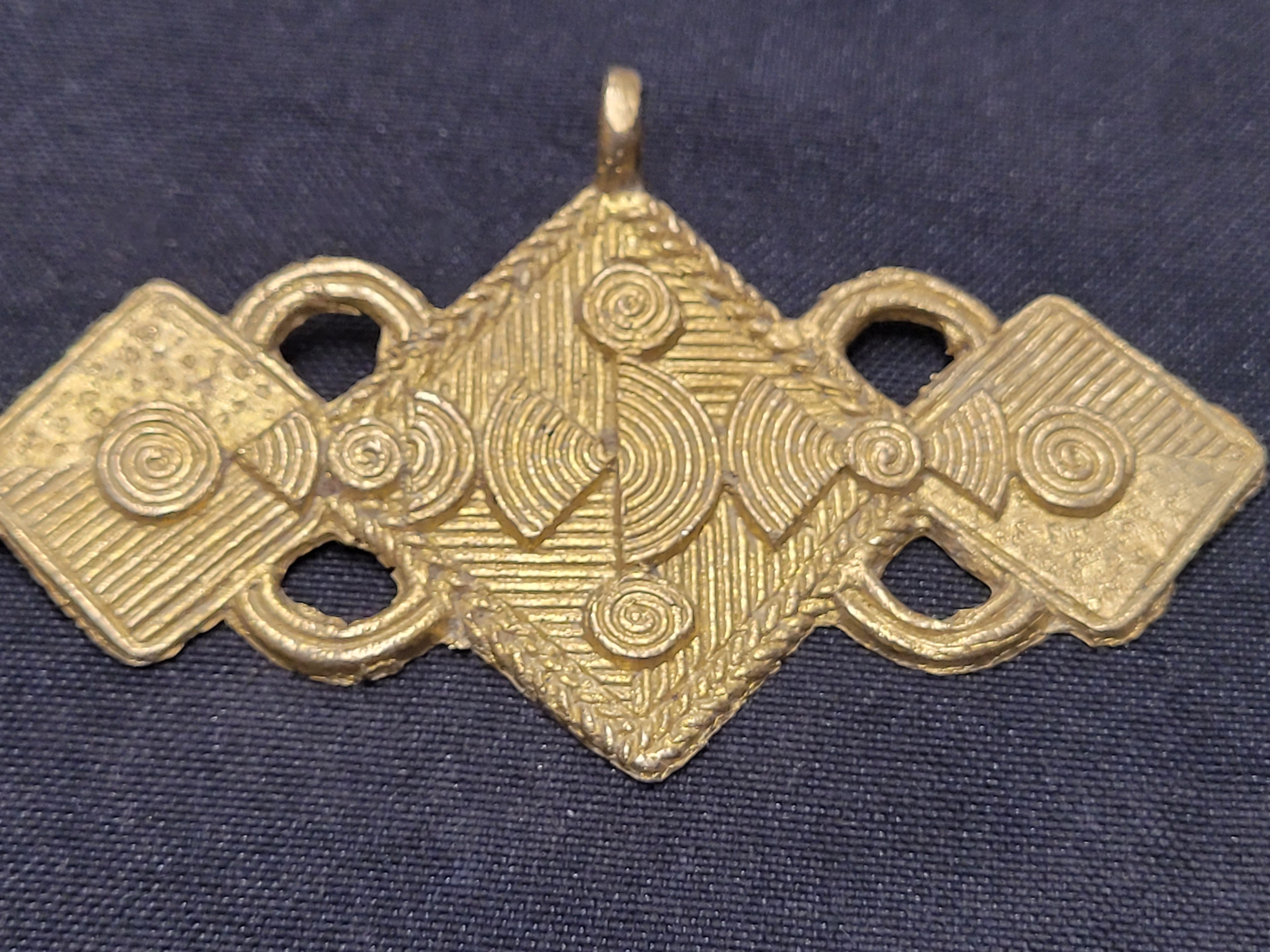 African brass pendant with 3 square shapes