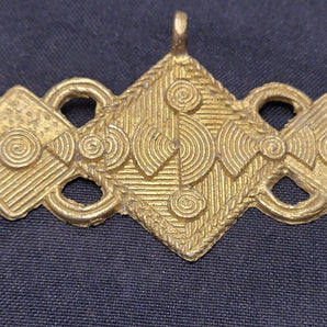 African brass pendant with 3 square shapes