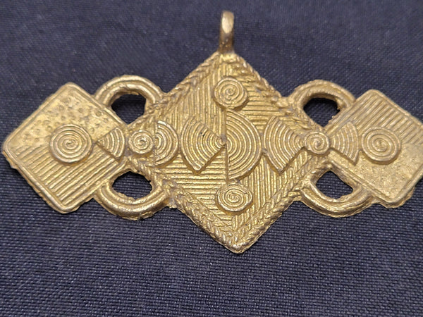 African brass pendant with 3 square shapes