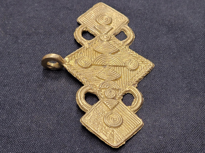 African brass pendant with 3 square shapes