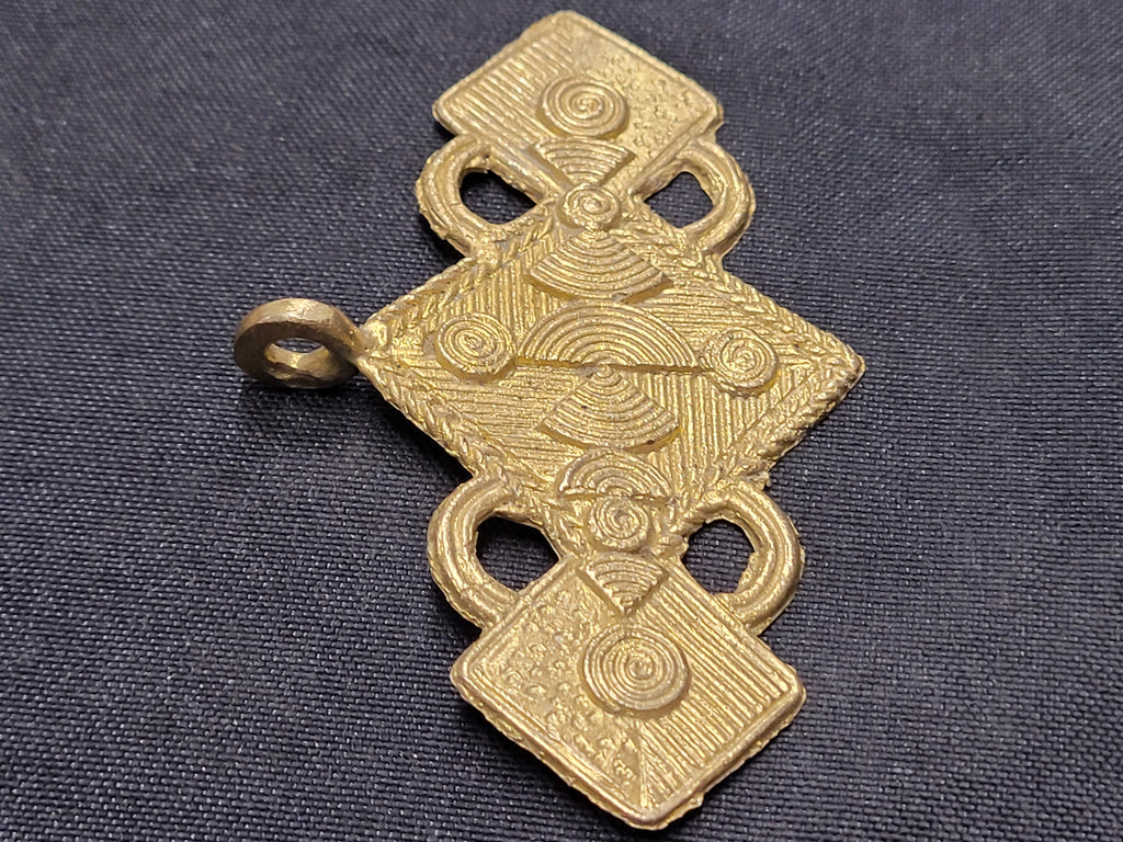 African brass pendant with 3 square shapes