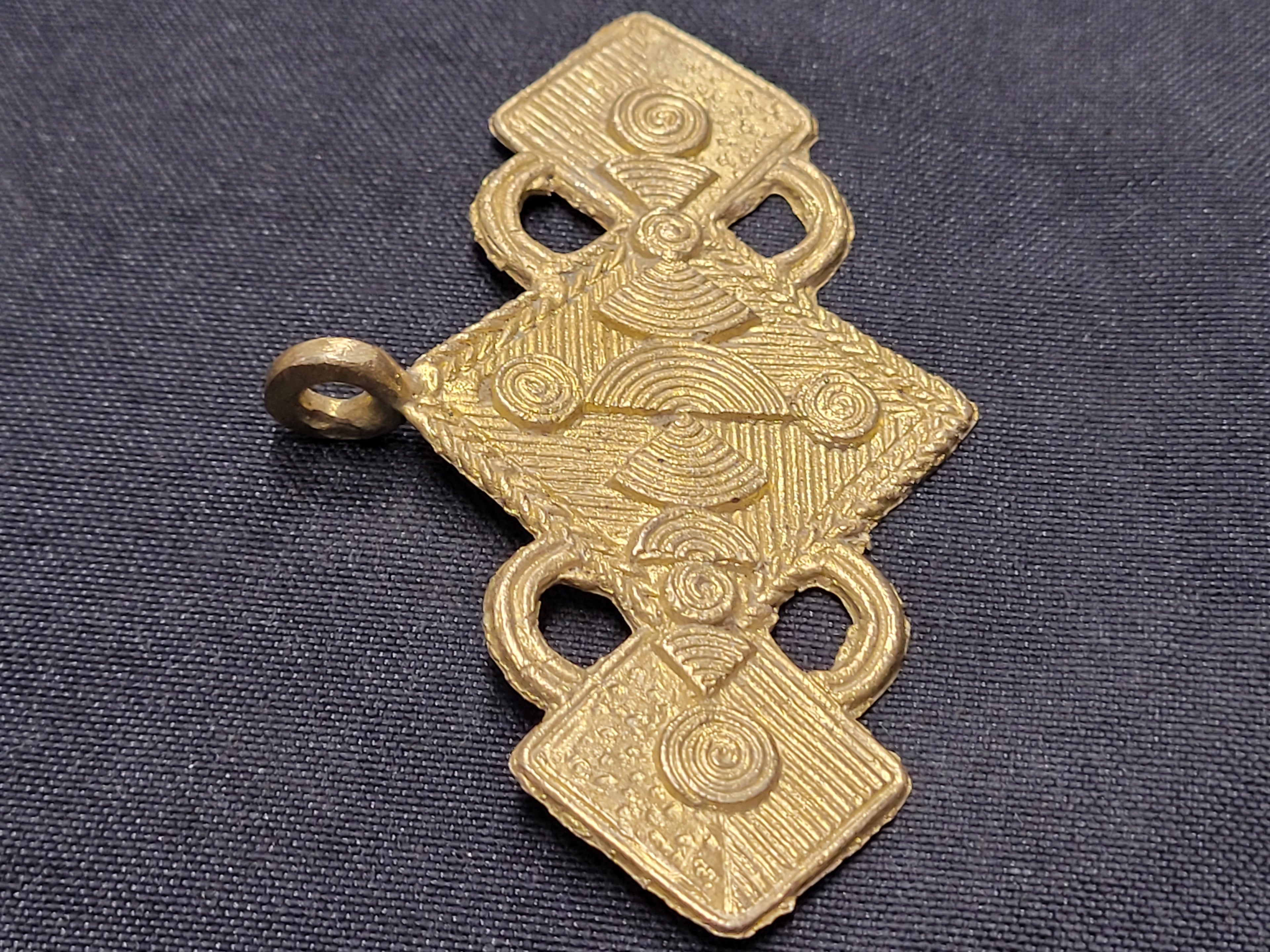African brass pendant with 3 square shapes