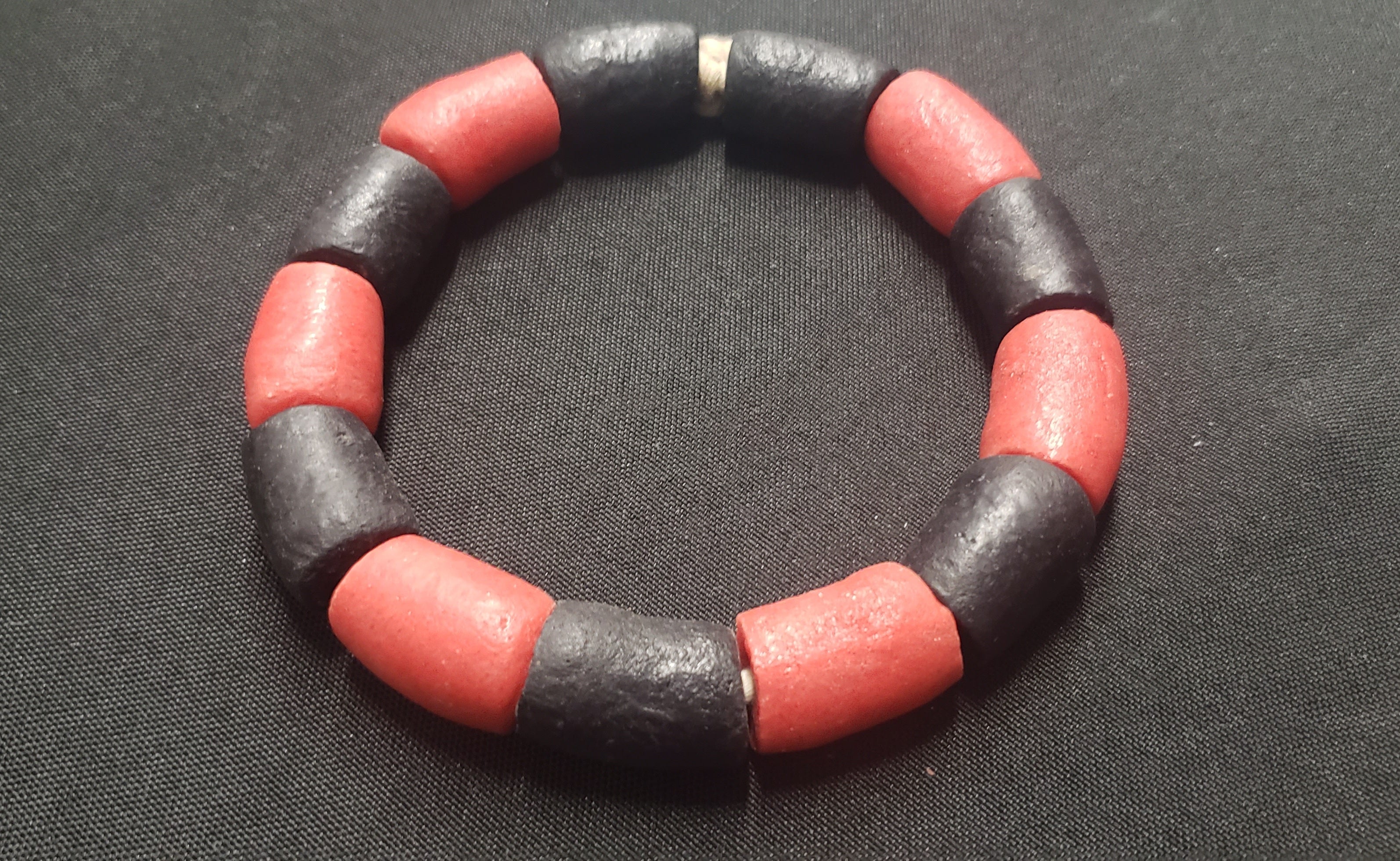African glass beads, black and red chunky Ghana glass beads for handmade jewelry, beading supplies, AAB# 1453 - Aadampo