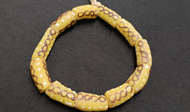 African beads,  chunky tube Krobo glass beads for handmade jewelry designs, AAB# 1440