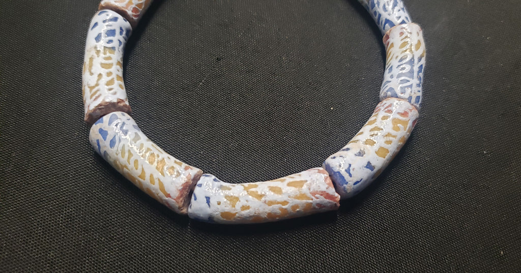 African beads,  chunky tube Ghana glass beads for handmade jewelry designs, AAB# 1446 - Aadampo