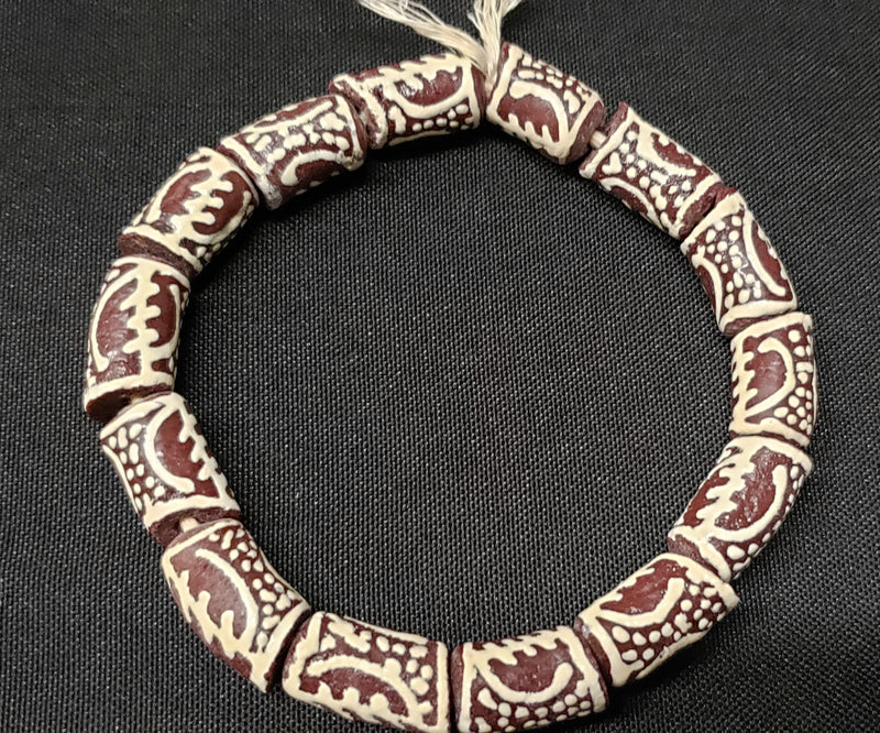 African glass beads, Adinkra Glass Beads, 14 Gye Nyame Glass Beads, AAB# 1663