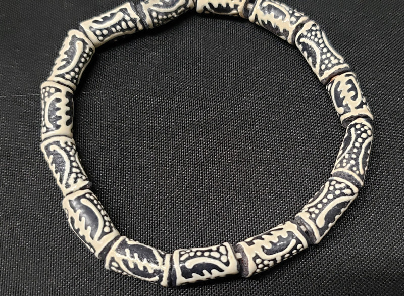 African glass beads, Adinkra Glass Beads, 15 Gye Nyame Glass Beads, AAB# 1670