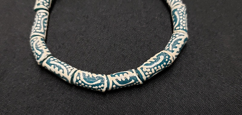 Adrican beads, Ethnic Adinkra Glass Beads, 15 Gye Nyame Glass Beads, AAB# 1672