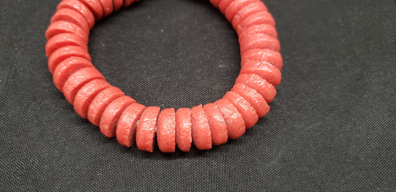 African glass beads, red flat disc spacer beads for arts and crafts