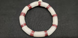 Ghana beads, 9 long tube frosty white and brown African glass beads