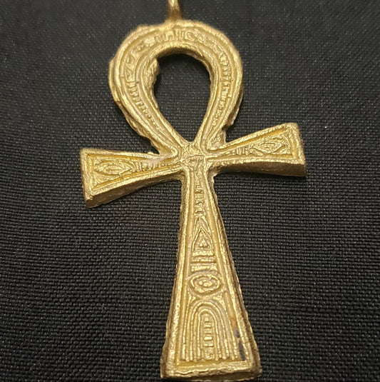 African brass pendants, large brass Ankh pendant - Aadampo