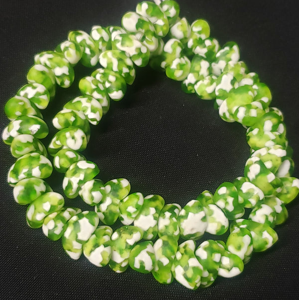 African recycled glass beads, canoe shaped beads