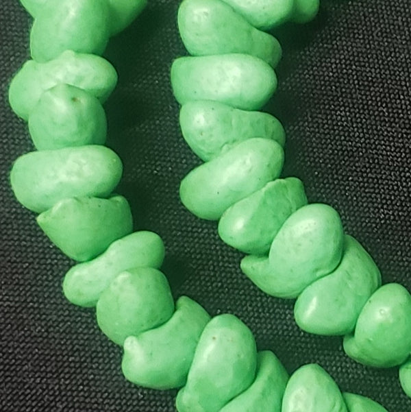 African glass beads, green canoe shaped beads for statement jewelry