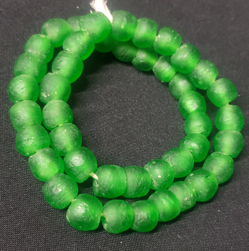 Green African glass beads for jewelry making and other arts & crafts