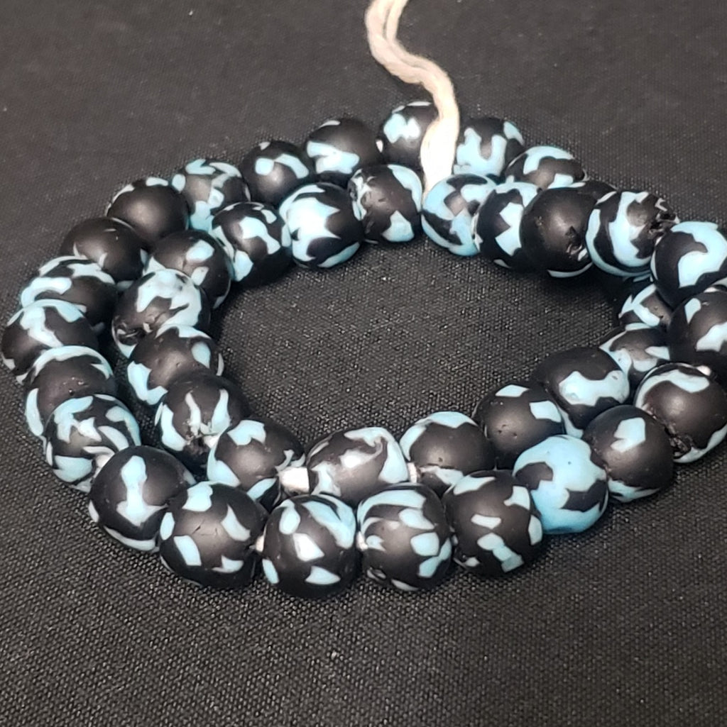 African recycled glass beads, round Ghana beads. - Aadampo