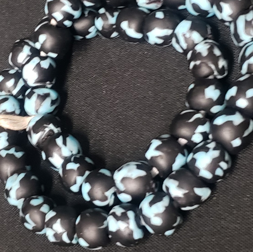 African recycled glass beads, round Ghana beads. - Aadampo