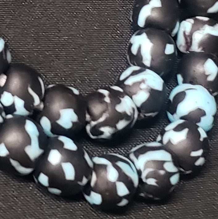 African recycled glass beads, round Ghana beads. - Aadampo