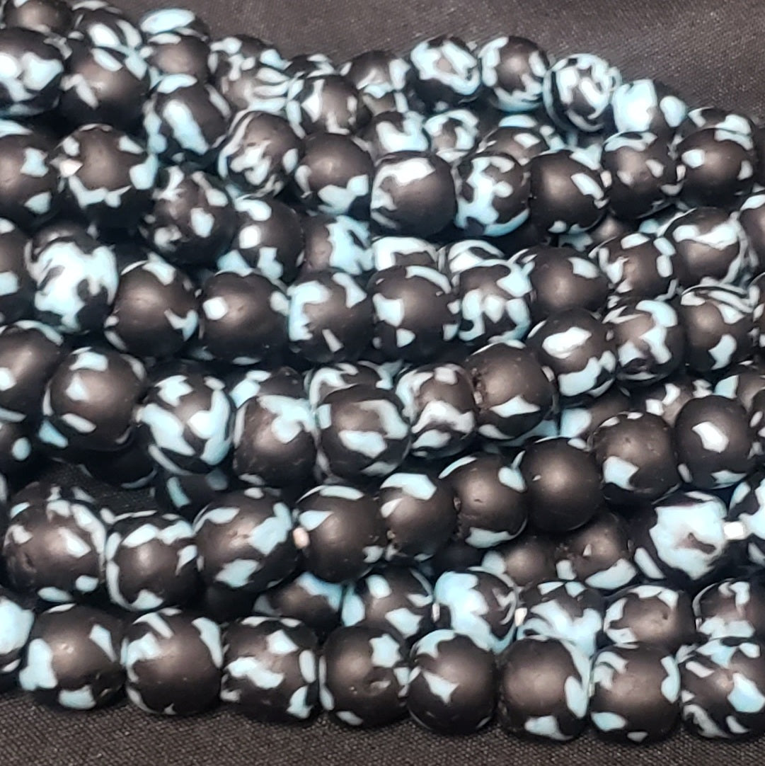 African recycled glass beads, round Ghana beads. - Aadampo