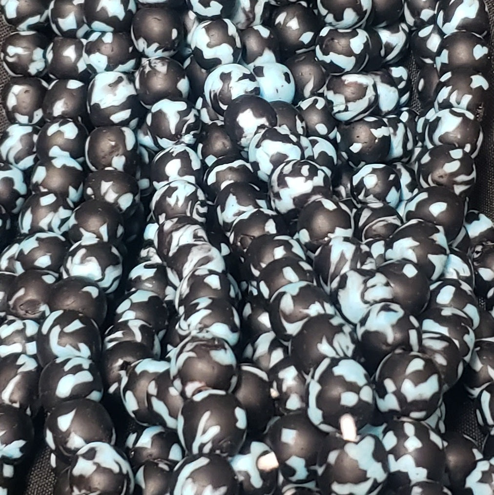 African recycled glass beads, round Ghana beads. - Aadampo