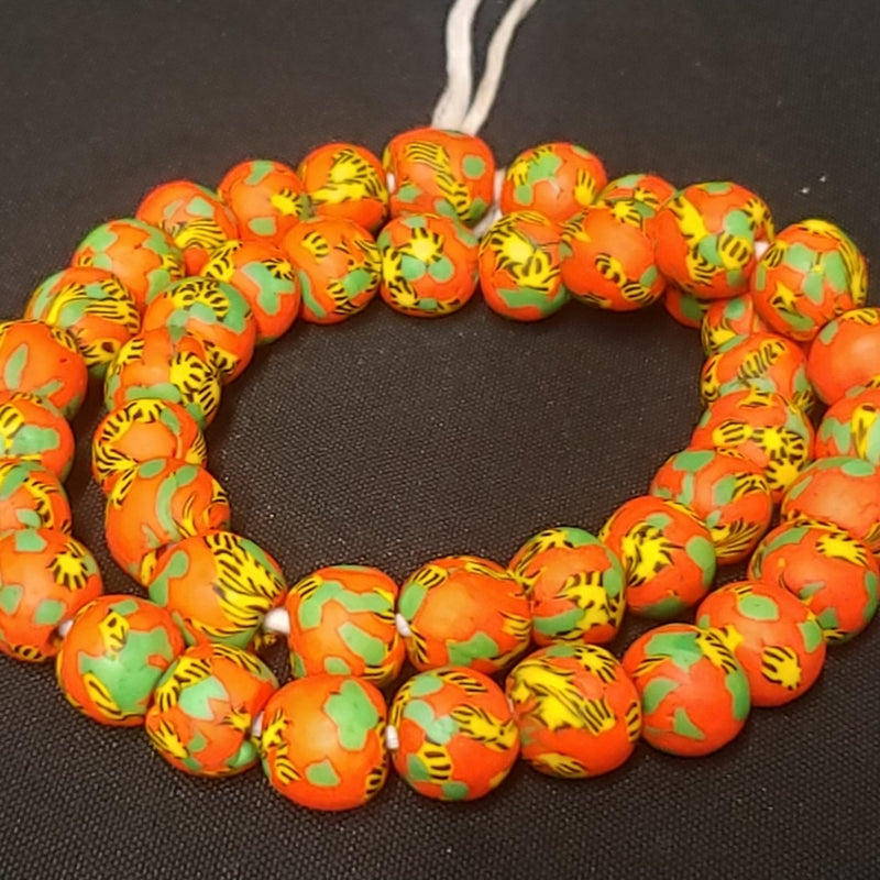 African recycled glass beads, round Krobo beads.