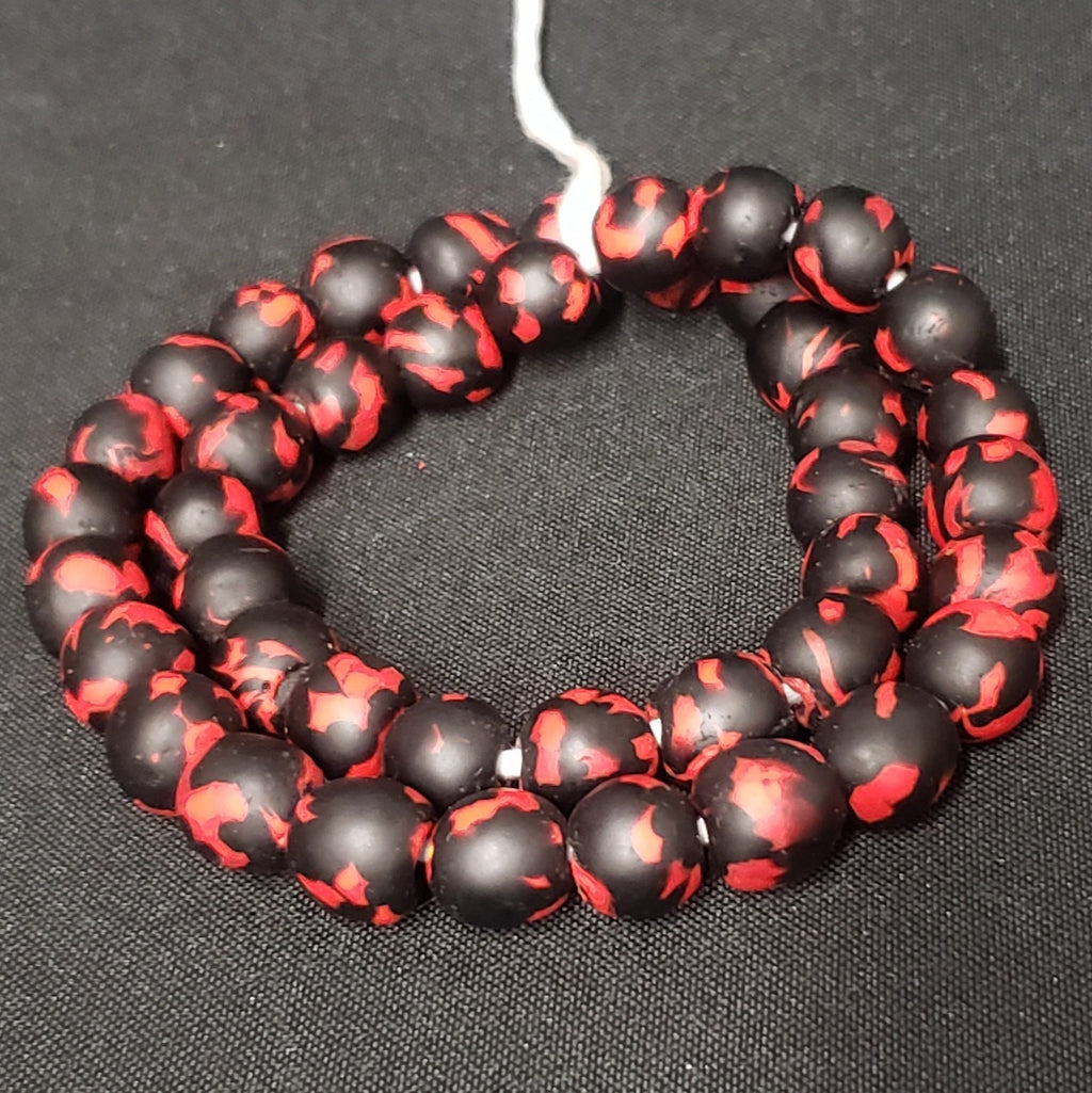 African recycled glass beads, round Krobo beads for jewelry making - Aadampo