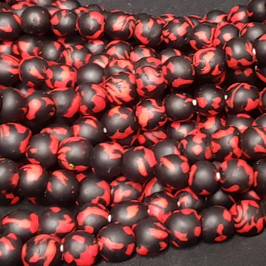 African recycled glass beads, round Krobo beads for jewelry making - Aadampo