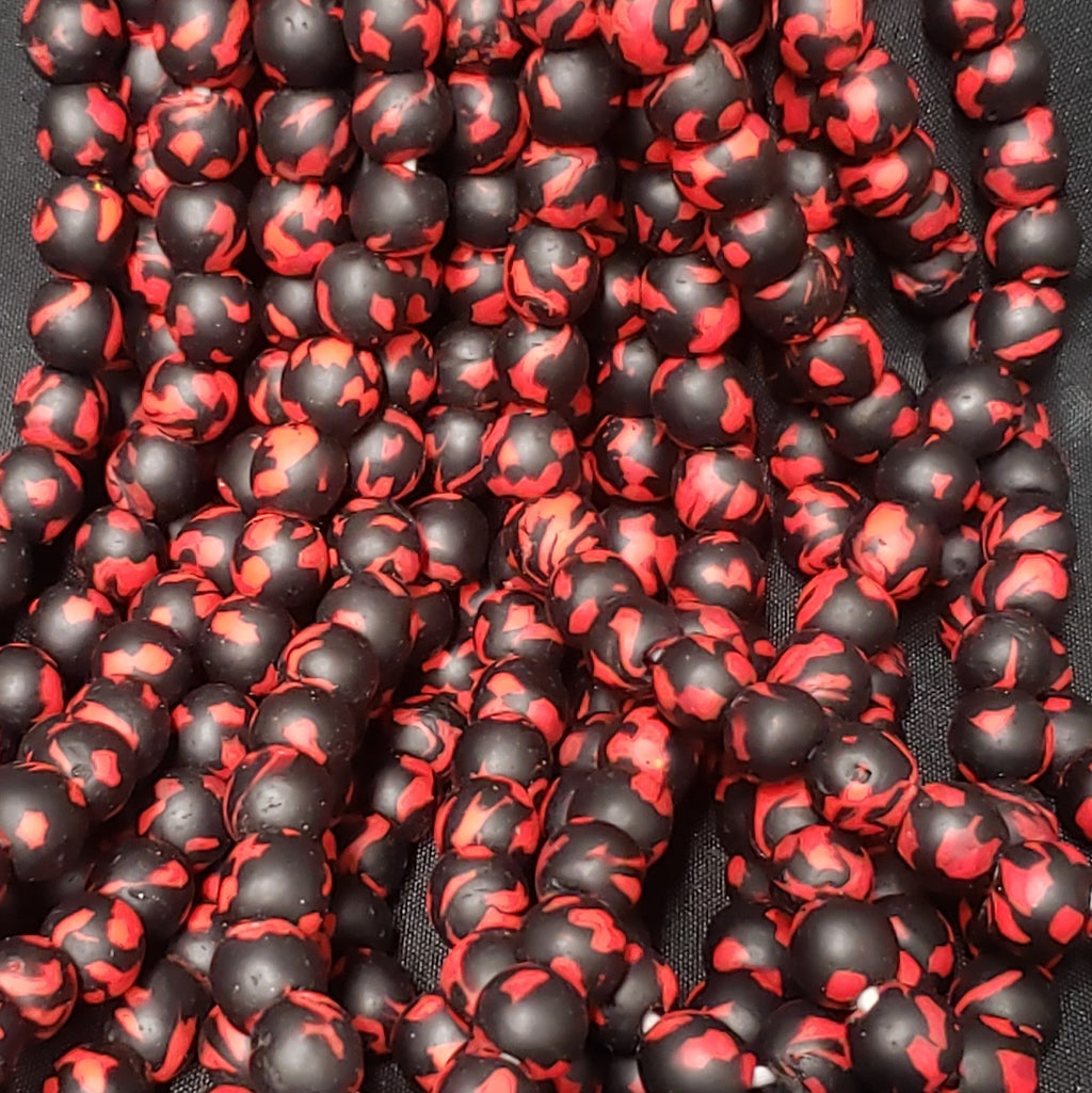 African recycled glass beads, round Krobo beads for jewelry making - Aadampo