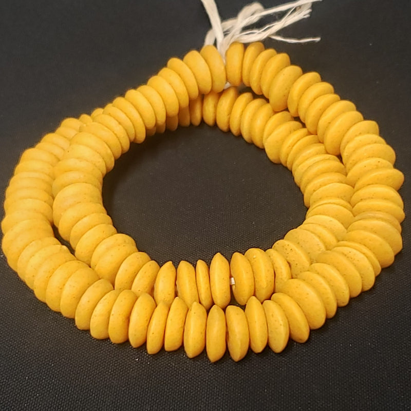 African glass beads, Ashanti disc beads strand  with smooth edges